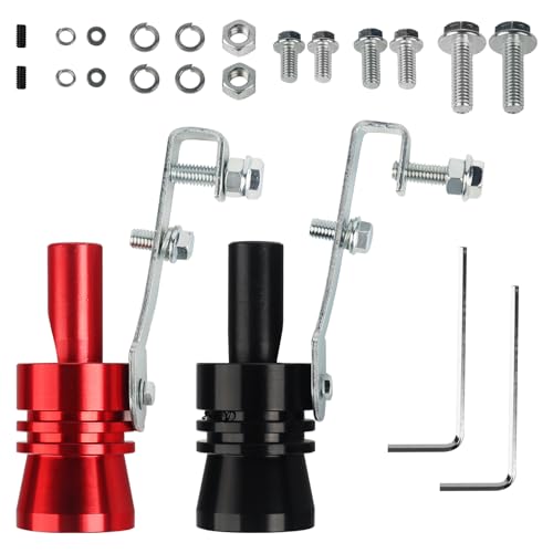 2PCS Auto Turbo Sound, Turbo Sound Whistle, Auspuff sound booster, Für Aluminiumlegierung Auspuff-Simulator-Pfeife (XL, Schwarz, Rot)