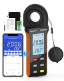 Luxmeter Bluetooth Lichtmessgerät, WapoRich Digital Light Meter Belichtungsmesser Misst 1~400,000Lux/FC mit Umgebungstemperatur Hintergrundbeleuchtung für Fotografie, Pflanzen (RQ-5000APP)
