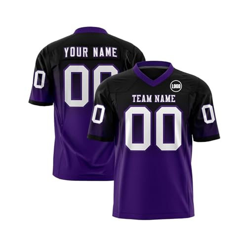 Personalisiert American Football Trikots Individuelle Printed Nummer Name Logo Spieltrikots für Kinder Erwachsene Custom Football Jersey Men Women Sports Uniform Atmungsaktiv T-Shirt,Purple