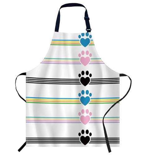 oFloral 007 Schürze für Damen und Herren, Love My Paws Katze und Hund, 27 X 31 Inch