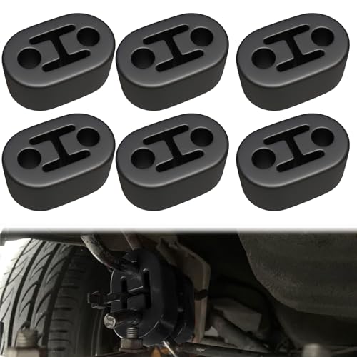 NIYATA 6 Stück Black Auspuffgummi, Auto Gummi Auspuff, Universal Auto Auspuffhalterung für alle Fahrzeuge geeignet 2 Löcher 12mm