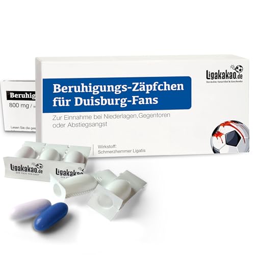 BERUHIGUNGS-ZÄPFCHEN® für Duisburg-Fans | Duisburg Fanartikel Lakritz-Zäpfchen zur Einnahme bei Niederlagen, Gegentoren & Abstiegsangst