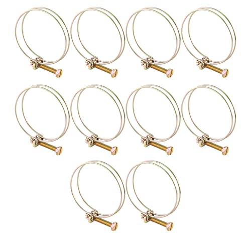 10 Stücke Wasserschlauch Barb Clamp Einstellbar Edelstahl Bequem Doppel Draht Rohr Clip Hoop Sanitär Verschluss (46mm-51mm)
