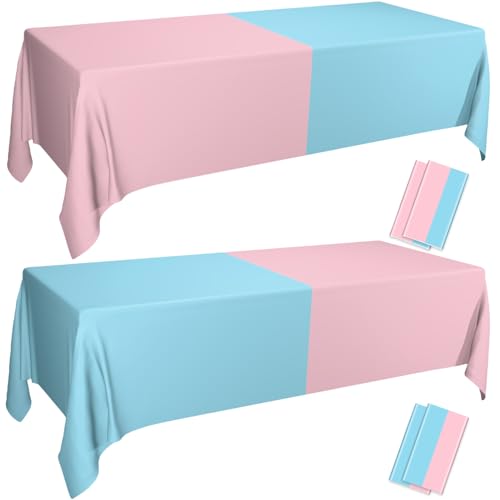 4Pcs Geschlecht Reveal Tischdecken - Geschlecht Reveal Tischdekorationen Assorted Color Tischdecken Rechteckig Rosa und Blau Tischdecke für Junge oder Mädchen Geschlecht Reveal Party, 130 x 220cm