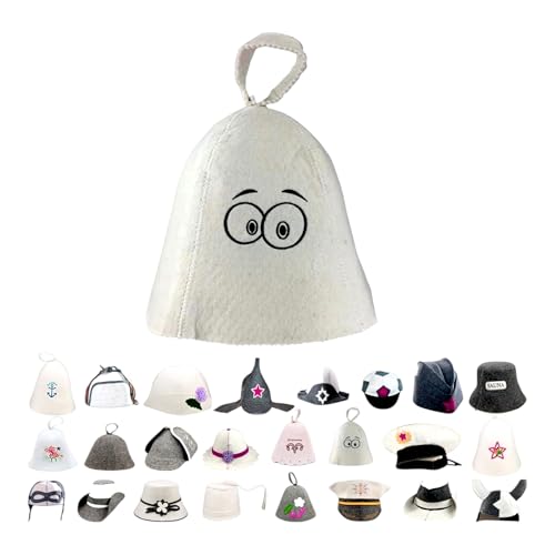 GMMH® Saunahut aus Wollfilz, Saunamütze für Damen und Herren mit witzigen Motiven, Filz Kopfschutz Saunakappe Filzkappe Mütze Filzhut Hut Kappe für Sauna, Banya, Finnische Sauna (Augen 17-017)