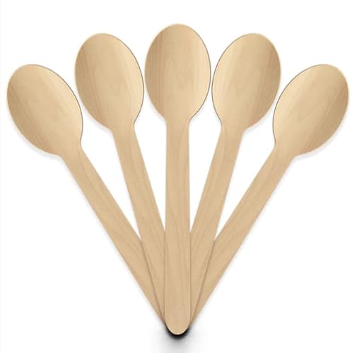 Bio Holzlöffel - 16 cm Einweg Holzlöffel Set für Partys, Catering & Events - Natürliches, umweltfreundliches Besteck aus nachhaltigem Material - Biologisch abbaubar und kompostierbar (50)