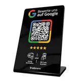Bewertung NFC & QR Aufsteller/Display/Schild für Google (schwarz)