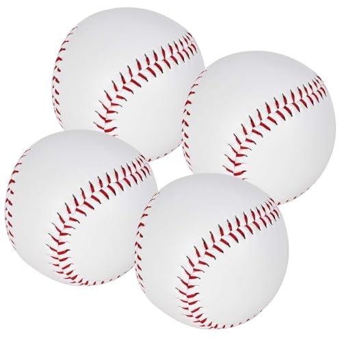 Lunaanda 4 PCs Soft Baseball, Soft Übung Baseballs, Softball -Trainingsball, genähte T -Ball, Rounders Bälle, weiches Leder für Erwachsene Jugendtraining professionelle Baseballspiele