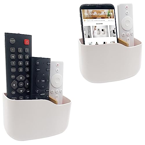 SUNFICON 2 Selbstklebende Fernbedienungshalter, Universal-Halterung für Media-Player, Controller, Wandmontage, Fernbedienung, Organizer, Box, Elfenbeinweiß