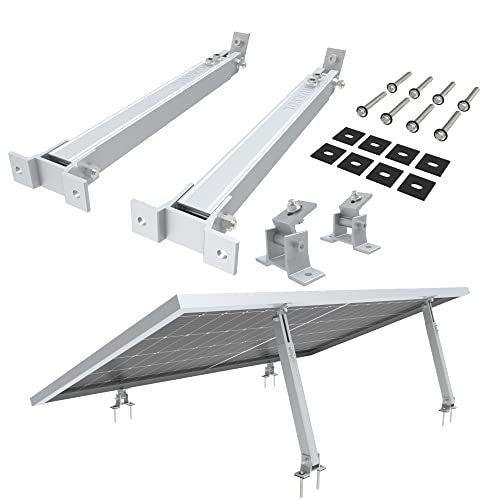 NuaSol Aufständerung Solarmodul Halterung Balkonkraftwerk Flachdach | Verstellbar 15°-30° | 2 Solarpanels Photovoltaik Universal Wand Flachdachmontage, PV Module | Einfache Befestigung | Silber