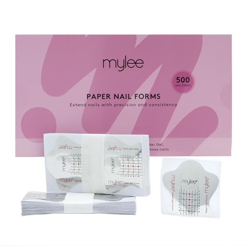 Mylee Nagelpapier-Formen, Zum Nagelverlängerungen, Selbstklebende Nagelmodellierschablonen, Verwendbar mit Polymer Gel, Builder Gel und Acryl, DIY Sticker Guide, Maniküre Designpapier, 500 Stück
