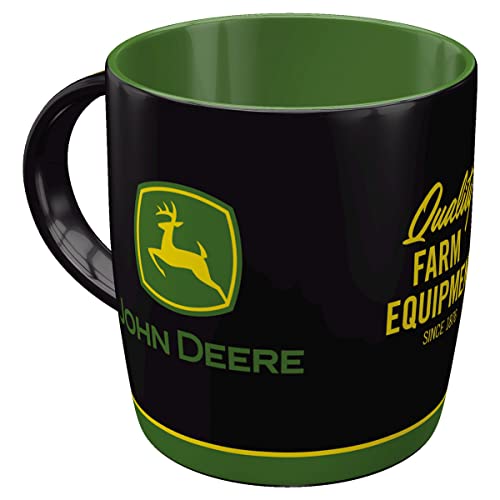 Nostalgic-Art Retro Kaffeebecher, 330 ml, John Deere – Logo Black – Geschenk-Idee für Traktor-Fans, Original Lizenzprodukt (OLP), Keramik-Tasse für Kaffee, Vintage Design