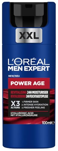 L'Oréal Men Expert XXL Gesichtspflege gegen Falten für Männer, Anti-Aging Feuchtigkeitscreme für matte Haut, Gesichtscreme für Herren mit Hyaluronsäure, Power Age, [Amazon Exclusive], 1 x 100 ml