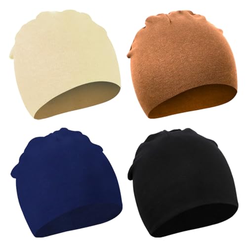 DRESHOW 4 Stücke Unisex Mütze Hut Junge Frühling Mützchen Kleinkind Wendemütze Jersey Slouch Beanie Bekleidung Infant Kindergarten