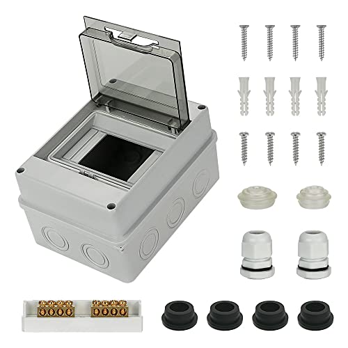 Verteilerkasten Aufputz, Sicherungskasten Kleinverteiler Rn 5 (N+PE) AP 5 Module Aufputzverteiler, Aufputz Feuchtraum Verteiler IP65 Wasserdicht mit Montagewerkzeug für Garten oder Außenbereichen