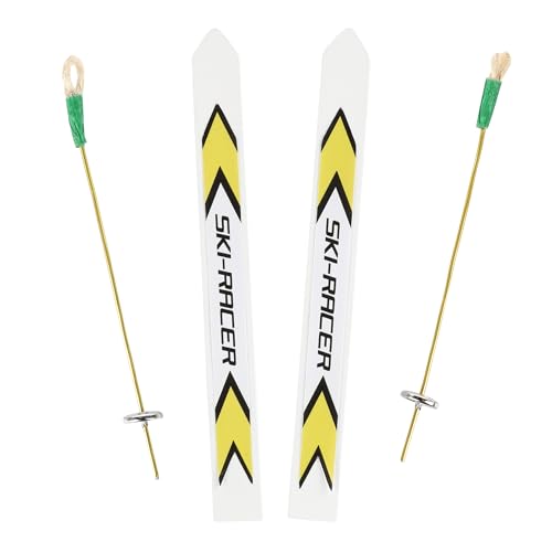 Nordstern Miniatur Ski mit Ski-Stöcken - Sportliche Skier als Zubehör für den Weihnachtswichtel und Weihnachtsdeko für Winterlandschaft - 10 cm Lang