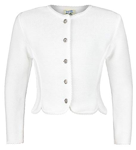 Isar-Trachten Kinderstrickjacke 47068 weiß Trachtenjankerl Kommunion Taufe (weiß, 116)