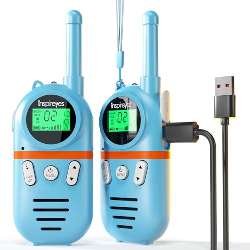 Inspireyes Walkie Talkie Kinder Aufladbar, 48 Stunden Arbeitszeit, 8 Kanäle 2-Wege-Radio, Geschenke für Jungen Mädchen, Outdoor Wandern Camping, 3-12 Jahre altes Spielzeug
