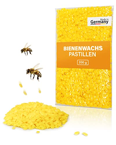 dakamilech reines Bienenwachs - Wachspastillen - Pastillen aus 100% Bienenwachs - Herstellung von Naturkosmetik - Naturwachs für Kerzen 200 g