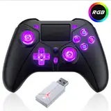 Bonacell Kabelloser Controller für PS-5, RGB-Gamepad-Fernbedienung mit Dual-Motor-Vibration/6-Achsen-Sensor/Turbo/3,5-mm-Audiobuchse/Touchpad für PS-3/PS-4/PS-5/Pro/Slim/S-Witch/PC