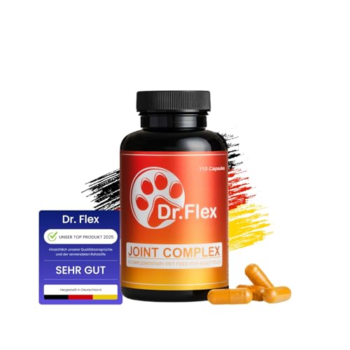 Dr. Flex Gelenk- & Knochenschutz Kapseln für Hunde – 110 Kapseln – Mit Glucosamin, Chondroitin, MSM, Kurkuma & Piperin – Unterstützung bei Gelenkproblemen & Osteoarthritis