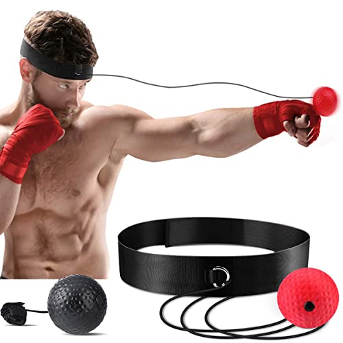 FIBOUND Boxen Reflexball, 2 Verschiedene Boxbälle mit Kopfband, perfekt für Reaktion, Agilität, Schlaggeschwindigkeit, Kampffähigkeit und Hand-Augen-Koordinationstraining, Boxbälle mit Stirnband