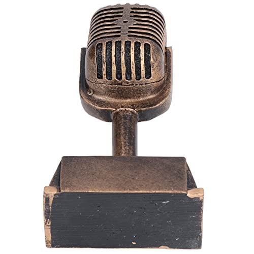 KIMISS Musik Award Trophäe & Mikrophon - 16,5 cm Tischornament für Karaoke und Gesangswettbewerb, Retro Design aus Kunstharz