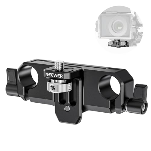 NEEWER Matte Box Support, LWS 15mm Rod Support Doppelte Stange Klammern mit 1/4" Schraube und 0,9"/22mm vertikaler Einstellung, kompatibel mit SmallRig NEEWER Mini Matteboxen, PG013