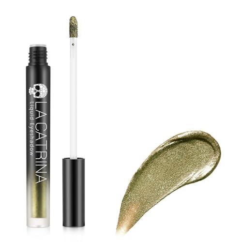 DE'LANCI Grün Flüssiges Glitzer Lidschatten,Olivegrünes Metallisches Augenmake-up für Braune Augen mit Glitzerndem Metallfinish,Geeignet für Augenlinie,Stark Pigmentiert, Schnell Trocknend,Vegan #08