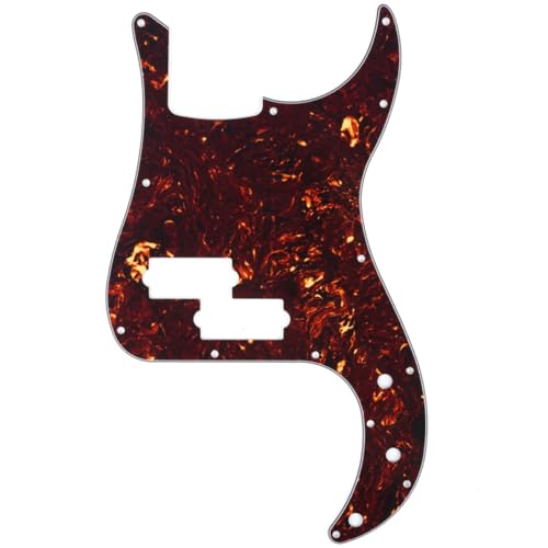 Musiclily 13 Löcher Precision Bass Pickguard P-Bass Schlagbrett für 4-Saiter Fender American/Mexican Standard Precision Bass,4 lagig Tortoise Shell