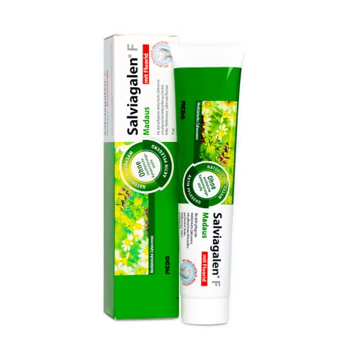 Viatris Salviagalen F Madaus (75 ml) - Medizinische Zahnpasta mit Fluorid | Zahnreinigung für empfindliche Zähne mit Dreifach-Aktivschutz, Creme, Pfefferminze,Fenchel