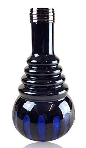 Ersatzglas für Shisha | Bowl Schraub-Gewinde | Farbe - Blau | Ersatzbowl für Wasserpfeife | Höhe - 30cm | Shisha Vase mit LED Aussparung für Diverse Wasserpfeifen | Zubehör für Nargileh | AS-17