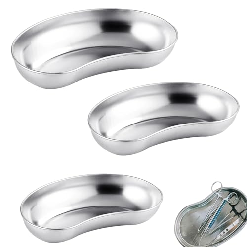 Chirurgische Nierenschale,3Stk Nierenschale Curved Trays,Edelstahl Nierenschale,Edelstahl Medizinisches,Labortablett Nützliches Werkzeug,Trays Laborschalen,Wiederverwendbare Tabletts für Aufbewahrung