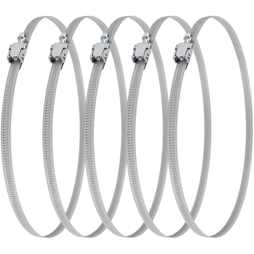 Vent Systems 200 mm – 5 Stück – verstellbare Schneckengetriebe-Stahlkanalschellen aus verzinktem Stahl – Trockner-Entlüftungsschelle – Rohrschelle - Automobil – Schneckenantriebs-Schlauchschellen
