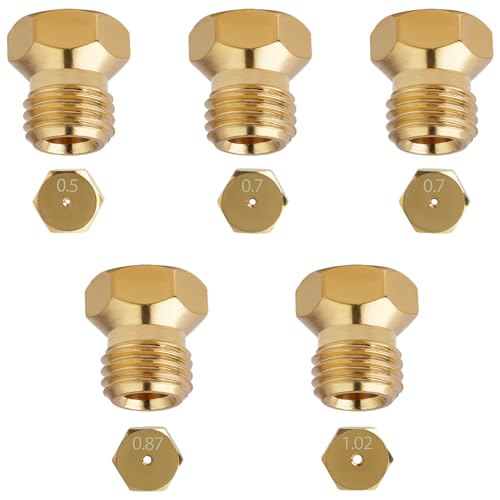5 Stück Gasdüsen für LPG und Propan, Gasdüsen Einspritzdüsen für Lpg-Propangasbrenner, Gasherd Düsen für Propangas, Jet-Düse für Gasherdbrenner Nozzle Replacement Parts, Umrüstsatz für Propanbrenner