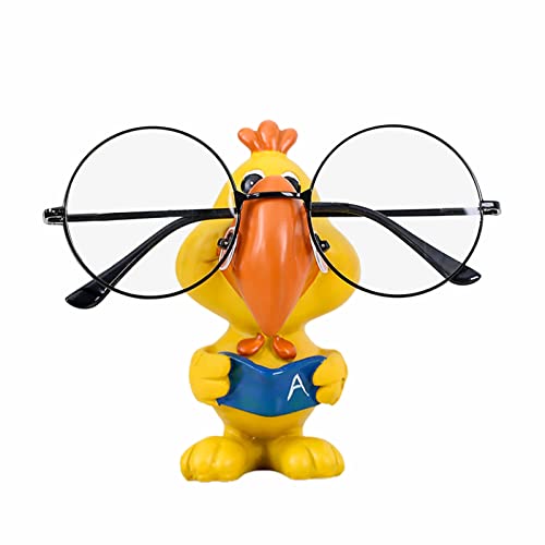 AYAROS Niedlicher Tier-Brillenhalter, lustige Ente, Sonnenbrillen-Präsentationsständer, Kunstharz, kreativer Brillenhalter, Regal, Zuhause, Büro, Desktop-Dekoration, Geschenk für Kinder, farblos