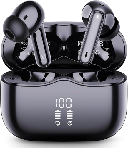 Bluetooth Kopfhörer, 2025 In Ear Kopfhörer Kabellos Bluetooth 5.3 mit 4 ENC Noise Cancelling Mic, 40Std Kabellose Kopfhörer IP7 Wasserdicht, Comfort Fit USB-C LED-Anzeige, Ohrhörer für Arbeit Sport