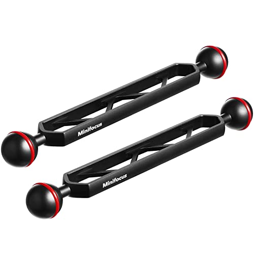 2 Packungen 8" Double Ball Aluminiumlegierung Verlängerungsarm, 1" Kugelkopfanschluss Unterwasser CNC Arm System Kugelkopfverlängerung für Stroboskop/Videoleuchte/Tauchkamera Tablett