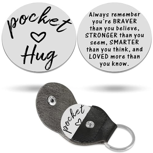 RISFIHEI Eine Kleine Umarmung,Gute Besserung Geschenke,Herz Glücksbringer-Bin Immer Bei Dir-Pärchen Geschenke,Beste Freundin Geschenke,Geschenk für Familie Freund Freundin Patient usw. (D-Silver)