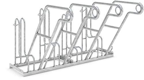 Anlehnparker 4604 | Fahrradständer für einseitiges Parken von 4 Fahrrädern | Freiaufstellung | Abwechselnde Hoch-/Tiefeinstellung | erweiterbar | Dreifke®