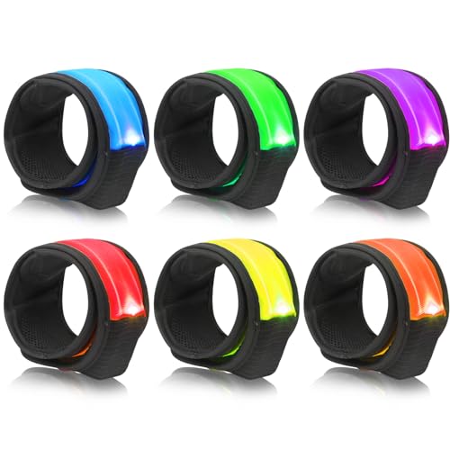 Dilabnda 6 Stück Party LED Armband/Slap Bracelets/Reflektorband Leuchtarmbänder Kinder Leuchtband Joggen Leuchtarmband Dunkles Partyzubehör für Konzerte, Festivals, Sport, Nacht, Hundewandern