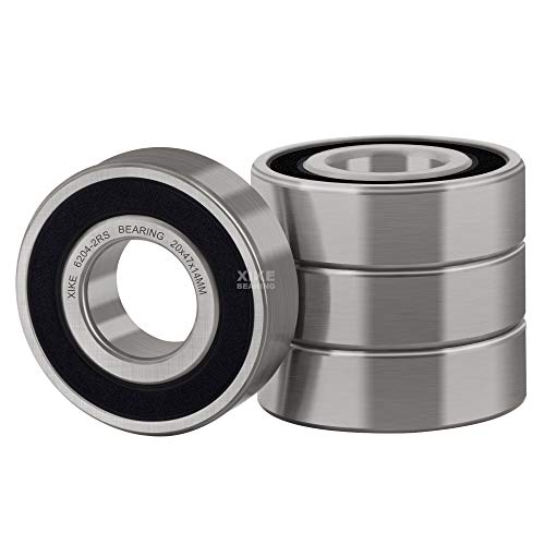 XiKe 4 Stück 6204-2RS Rillenkugellager 20x47x14mm Chromstahl und Vorgeschmiert, 6204RS Doppelt abgedichtetes Kugellager.