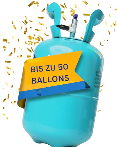 Ballongas [für 50 Luftballons]– Helium Balloon Gas für bis zu [50 Luftballons] – Ballongas - Helium Gasflasche XXL inkl. STAHLMANN ® Informationsblatt