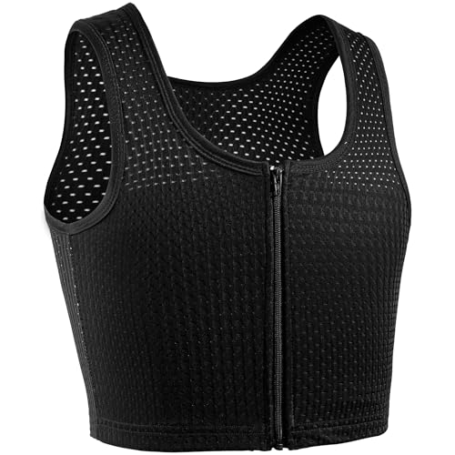 XUJI Brust Binder Atmungsaktive Kompression Binder mit Reißverschluss für Transgender, FTM, Tomboy, Cosplay (B, L)