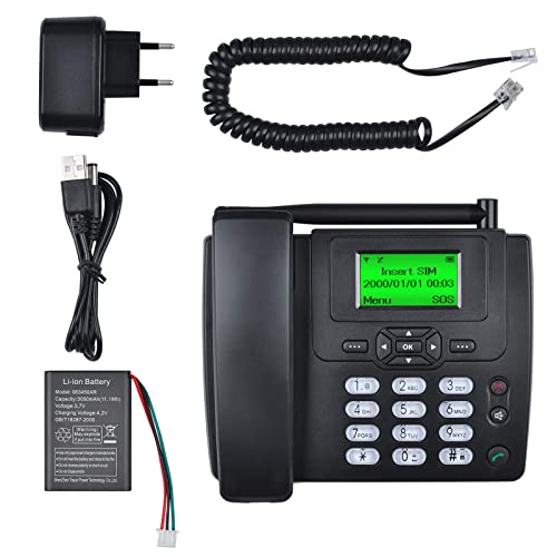 Lychee Simkarte GSM Tischtelefon - Hände frei,SMS,Großes Display mit Hintergrundbeleuchtung, Radiofunktion - Telefon für Hause oder Büro (Schwarz 01)