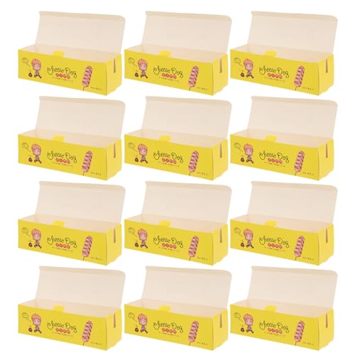 GLEAVI 100 Stück Hot-Dog-Clamshell-Behälter Papier-Hot-Dog-Tabletts Einweg-Servierboote Sandwich-Boxen Aufklappbare Behälter Zum Herausnehmen 6 3 Cm Länge X 2 0 Cm Breite X 2 0 Cm Tiefe