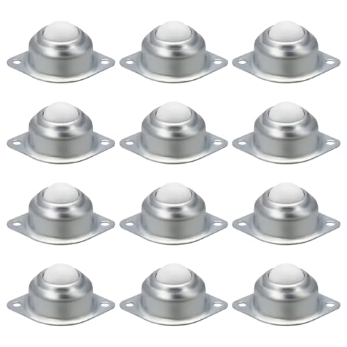 Kugelrollen,Tianher 12 Stück Möbelrollen Flach kugelrollen für möbel Ball Roller Lager Kugelrolle Montiert Kugel Transfer Bearing 2 Löcher Einheiten (Nylon)