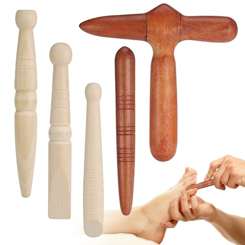 5 Stücke Massage Holz, Triggerpunkt Massagegerät, Triggerpunkt Drücker, Fuß Handmassager Massagehilfe, Massagestab Holz Massage Zubehör für Schulter Rücken Bein Entspannung Schmerzlinderung