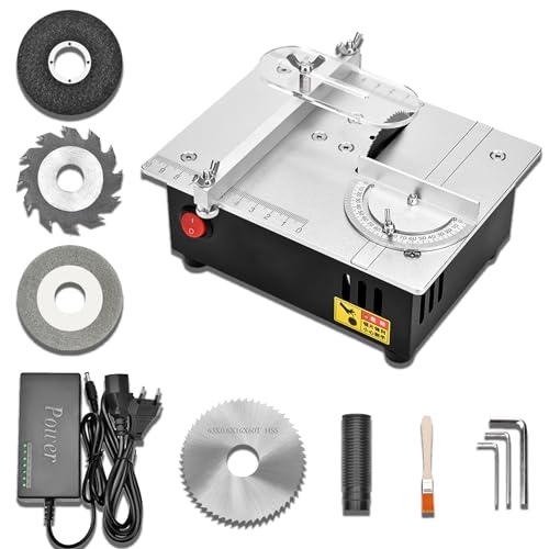 Tischkreissäge Mini Elektrische Tischsäge Tragbare Präzisions Schneidmaschine Einstellbare Multifunktionale Kleine Table Saw für DIY-Holzbearbeitungsprojekte
