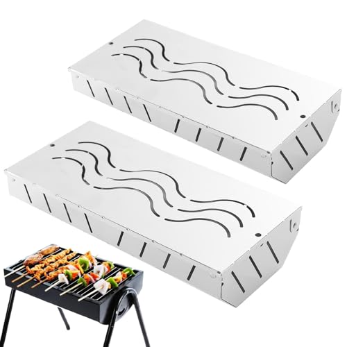 BBQ Raucherbar, Grill-Raucherbox, 2 x Schwerlast-Raucherbox für den Grill, Grillzubehör, Pellet-Nebelhülle mit Klappdeckel